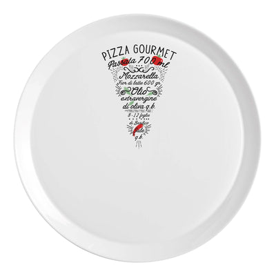Piatto Pizza Gourmet Fetta in Vetro Decorato Ø 33,5 cm 6 Pezzi