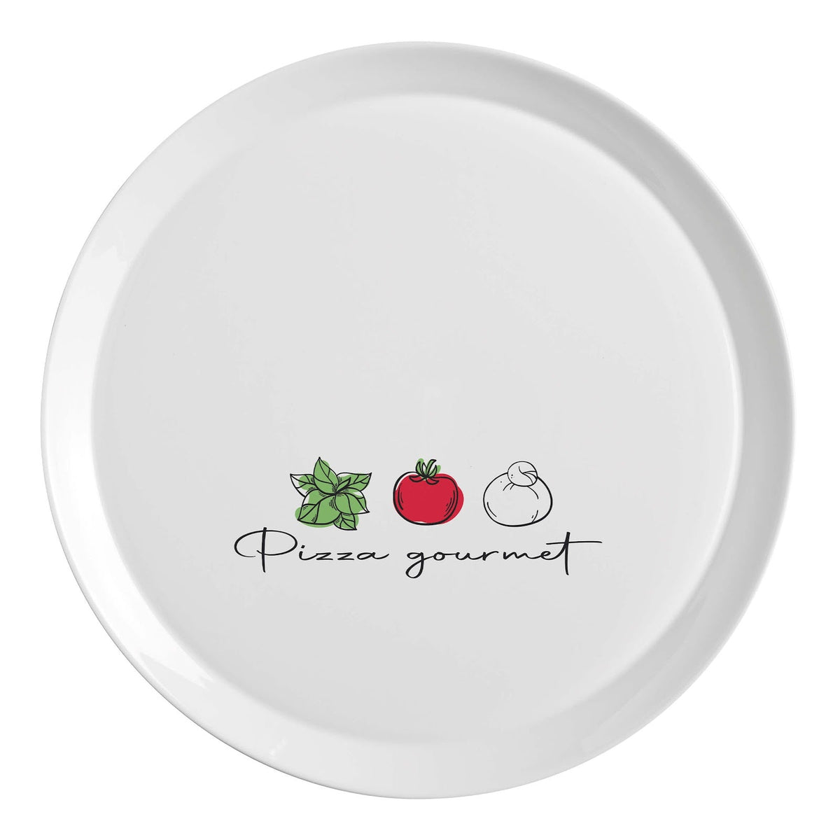 Piatto Pizza Gourmet Ingredienti in Vetro Decorato Ø 33,5 cm 6 Pezzi