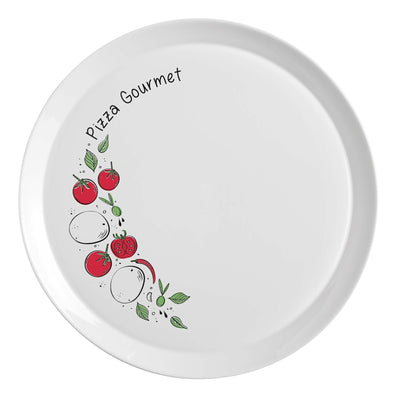 Piatto Pizza Gourmet Pomodoro in Vetro Decorato Ø 33,5 cm 6 Pezzi