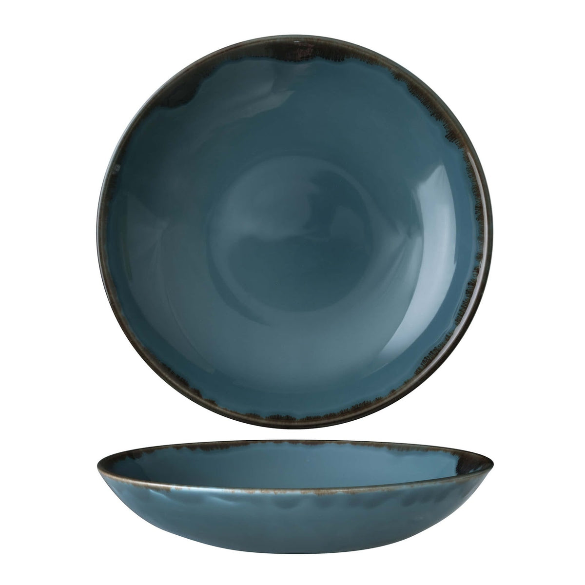 Dudson Harvest Blu Piatto Fondo Coppa Ceramica Decorata a Mano Ø 24,8 cm 12 Pezzi