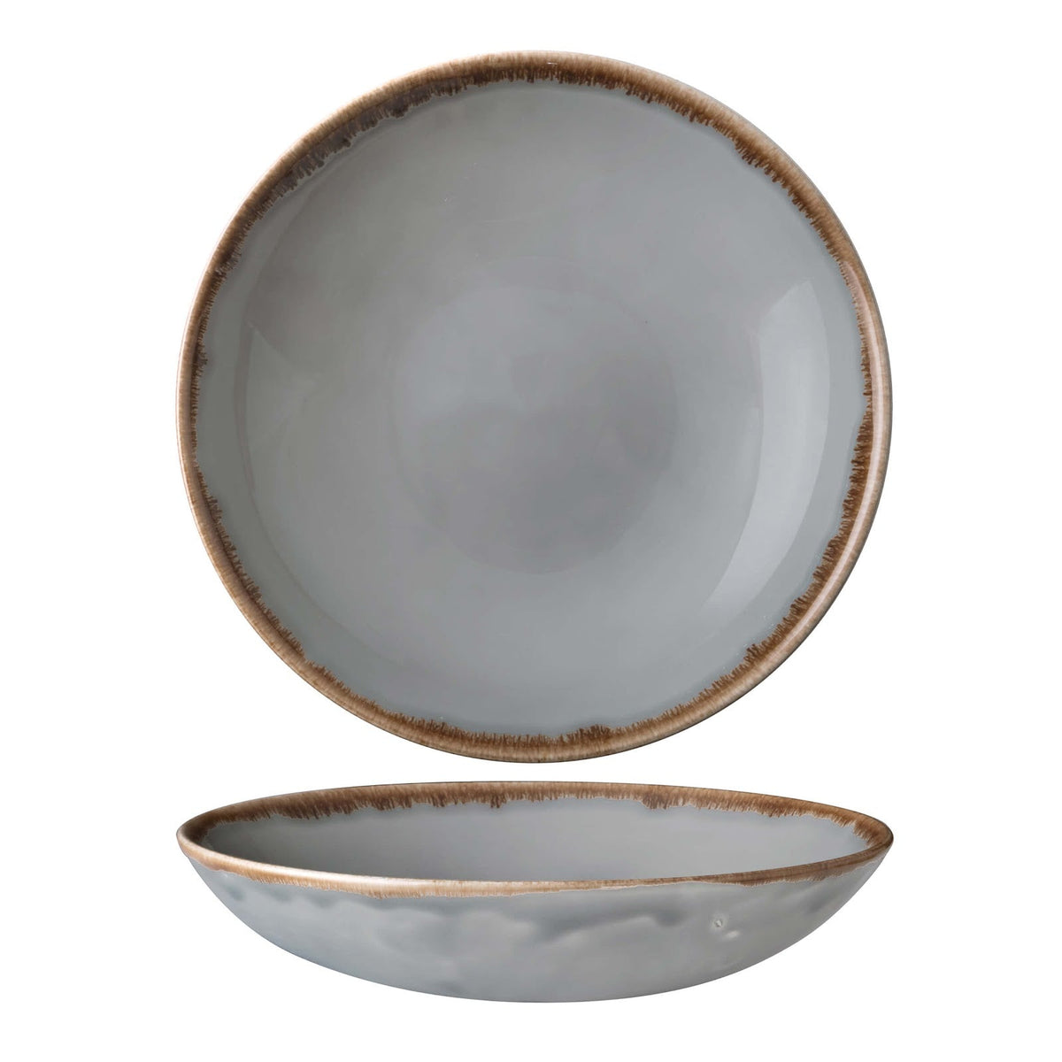 Dudson Harvest Grigio Piatto Fondo Coppa Ceramica Decorata a Mano Ø 24,8 cm 12 Pezzi