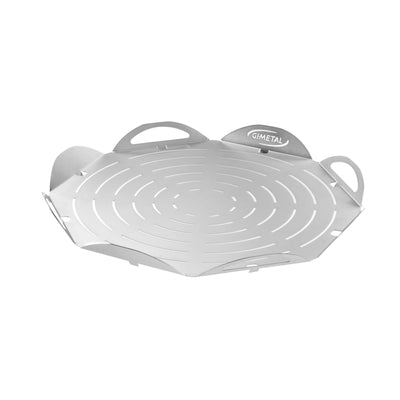 Gi.Metal Vassoio Tagliere Servipizza Tondo Forato con Piedi e Maniglie Ø 41 cm
