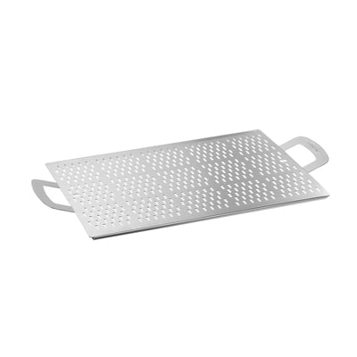 Gi.Metal Vassoio Tagliere Servipizza Rettangolare Forato con Piedi e Maniglie 40x25 cm