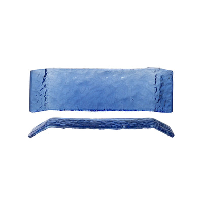 Acqua Alzata Rettangolare Vetro Blu Lavorato a Mano 28x8 cm 2 Pezzi