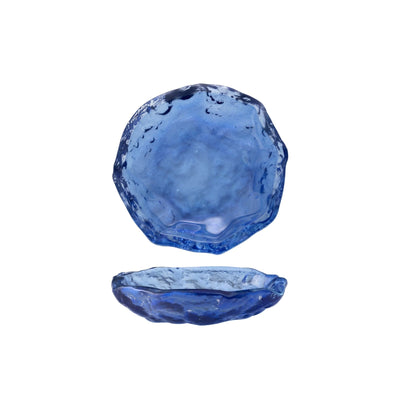 Acqua Coppetta Appetizer Tonda Vetro Blu Lavorato a Mano Ø 13 cm 2 Pezzi