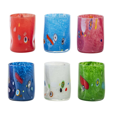 I Goti Bicchiere Acqua Vetro Soffiato a Bocca 28 cl Colori Assortiti Confezione 6 Pezzi