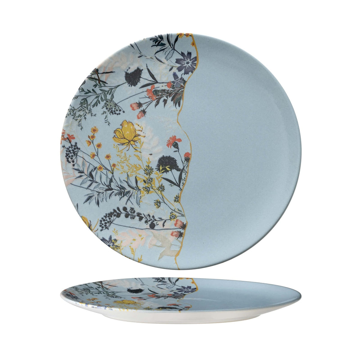 Monaco Botanica Azzurro Piatto Piano 26 cm 6 Pezzi