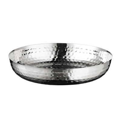 Vassoio Tondo in Acciaio Inox Martellato Ø 30 cm H 6 cm