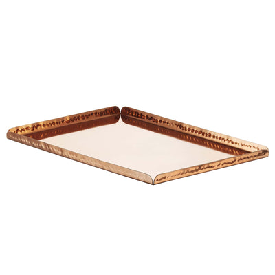 Vassoio Bar e Pasticceria Inox Placcato Rame Martellato 30,5x21 cm