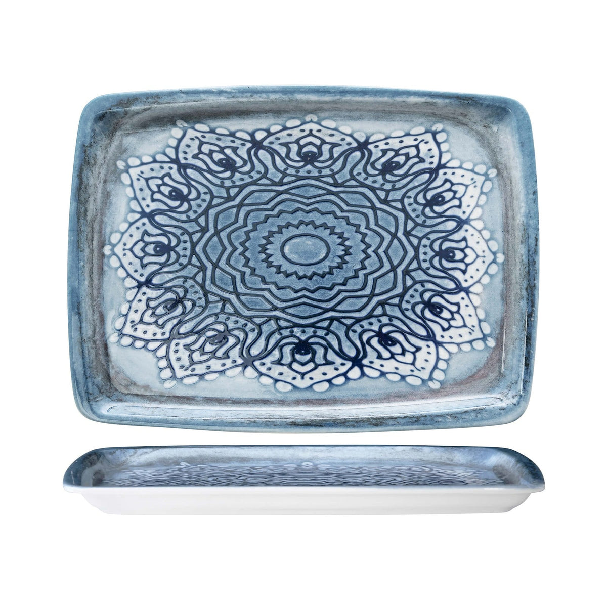 Gural Blue Voyage Vassoio Rettangolare New Bone China 31x23 cm 2 Pezzi