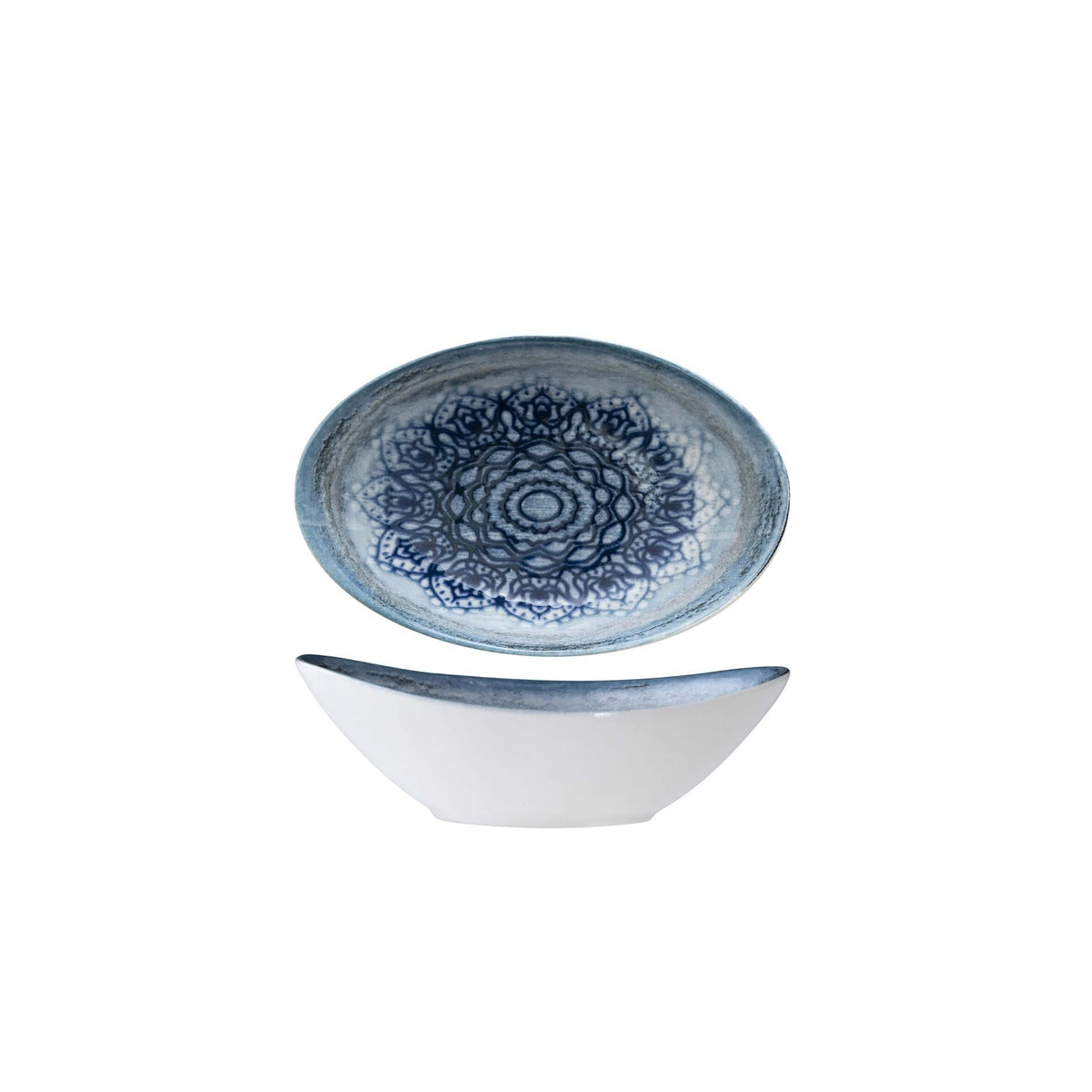 Gural Blue Voyage Coppetta Ovale New Bone China 11x7,5 cm 12 Pezzi