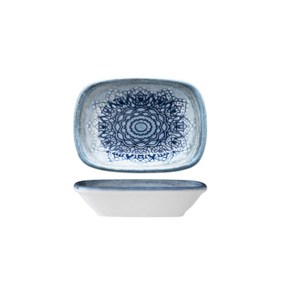 Gural Blue Voyage Coppetta Rettangolare New Bone China 12,5x9 cm 12 Pezzi