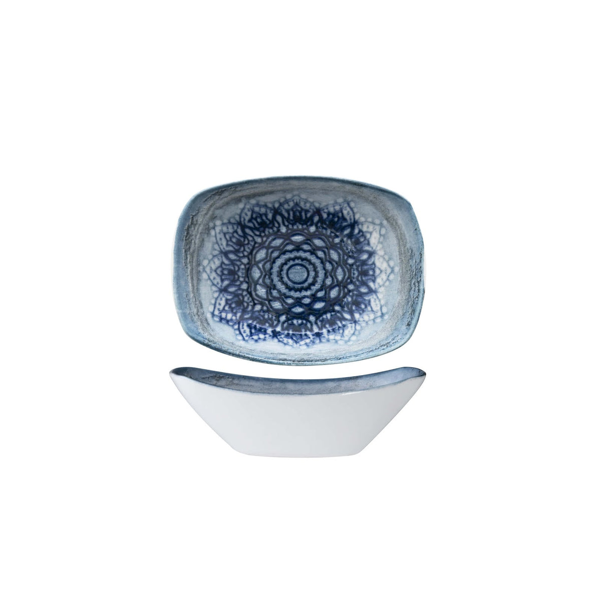 Gural Blue Voyage Coppetta Rettangolare New Bone China 10x7,5 cm 12 Pezzi