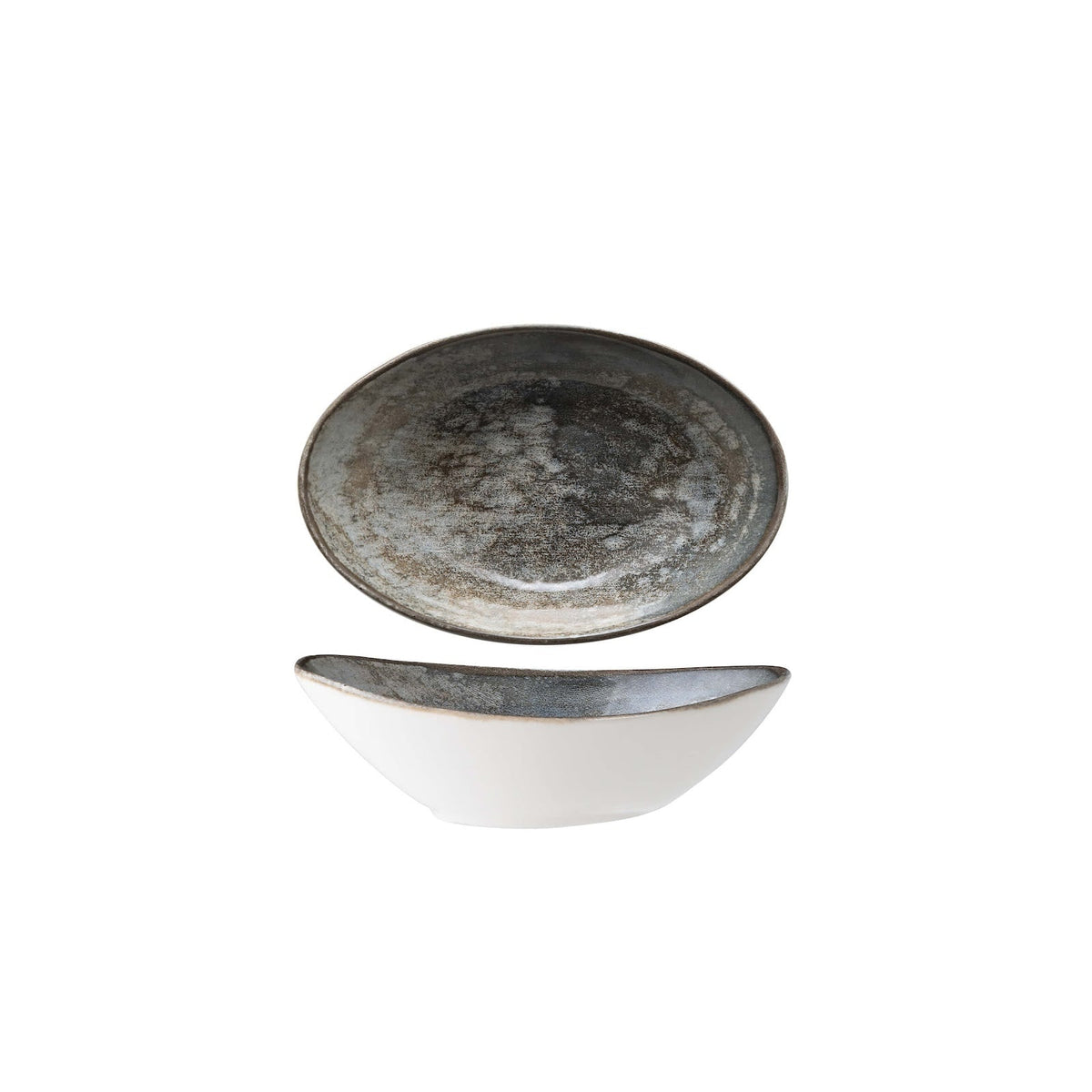 Gural Crater Coppetta Ovale New Bone China 11x7,5 cm 12 Pezzi