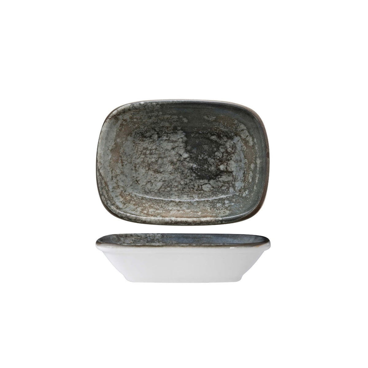 Gural Crater Coppetta Rettangolare New Bone China 12,5x9 cm 12 Pezzi