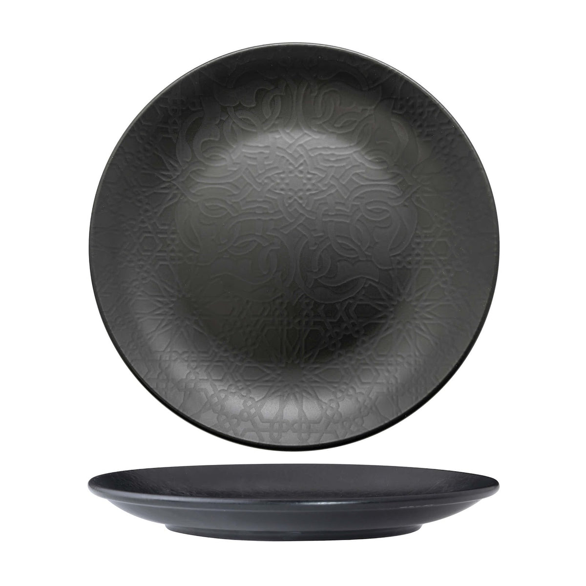 Gural Black Matt Piatto Piano New Bone China Nero Opaco 27 cm 6 Pezzi
