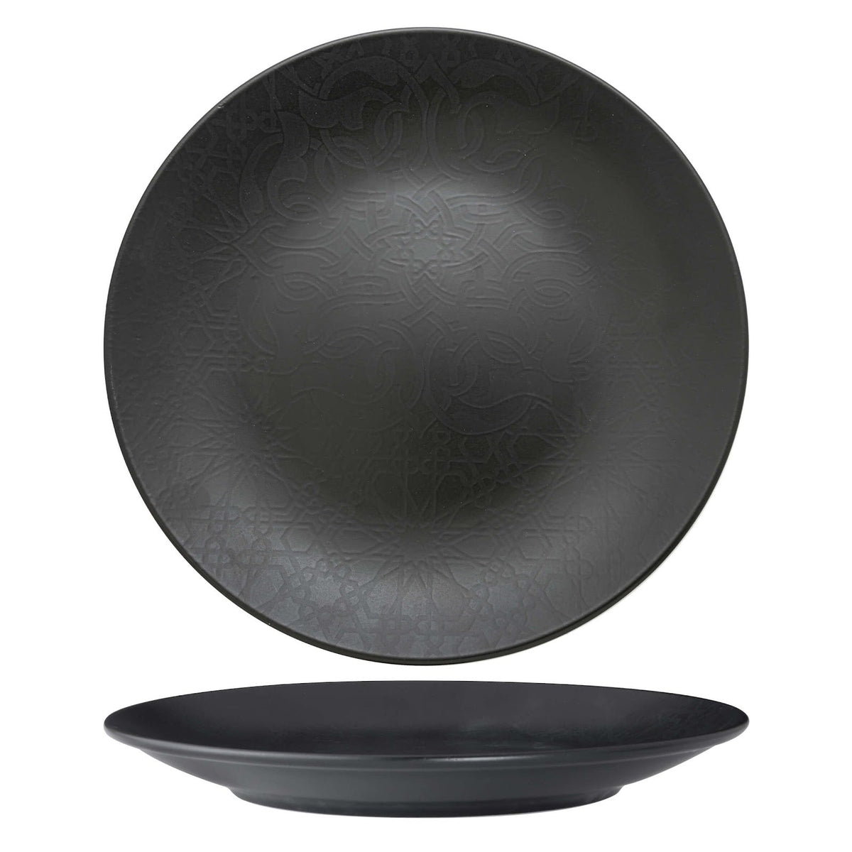 Gural Black Matt Piatto Piano New Bone China Nero Opaco 30 cm 6 Pezzi