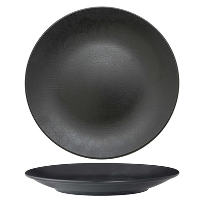 Gural Black Matt Piatto Piano New Bone China Nero Opaco 30 cm 6 Pezzi
