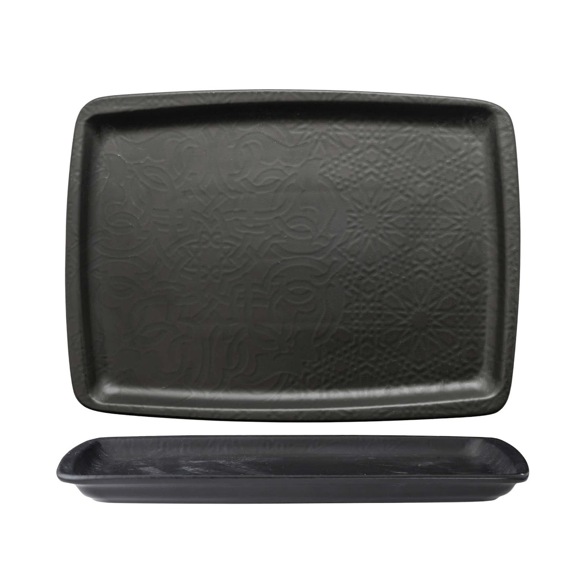 Gural Black Matt Vassoio Rettangolare New Bone China 31x23 cm 2 Pezzi