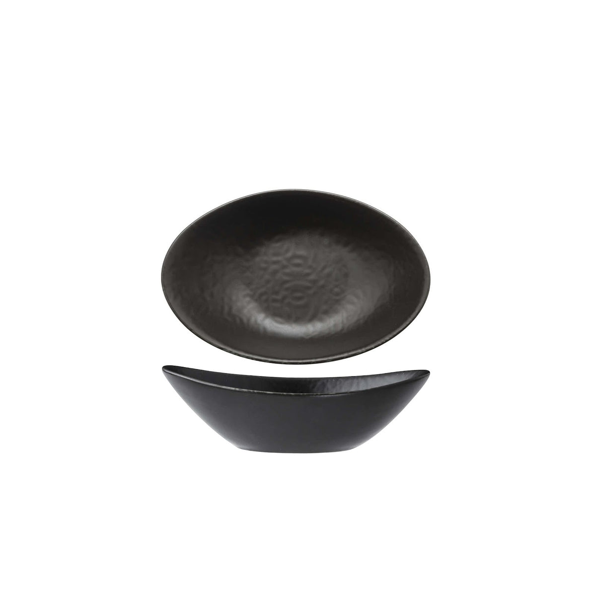 Gural Black Matt Coppetta Ovale New Bone China 11x7,5 cm 12 Pezzi