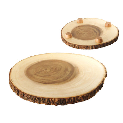 Paderno Tagliere Tondo in Acacia con Piedi 25,5 cm