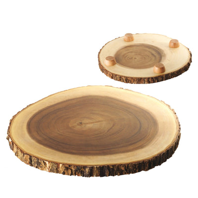 Paderno Tagliere Tondo in Acacia con Piedi 30,5 cm