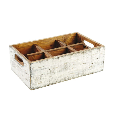 Paderno Cassetta Portacondimenti Legno Bianco 6 Scomparti 27x17 cm