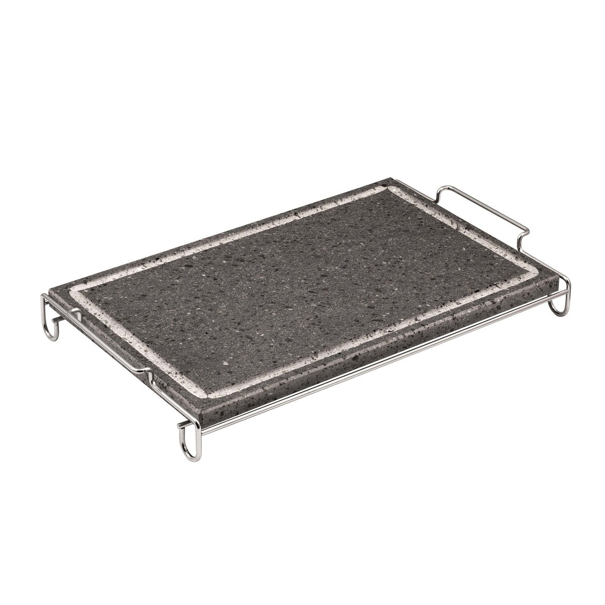 ILSA Pietra Lavica Rettangolare con Supporto Inox 40x25 cm