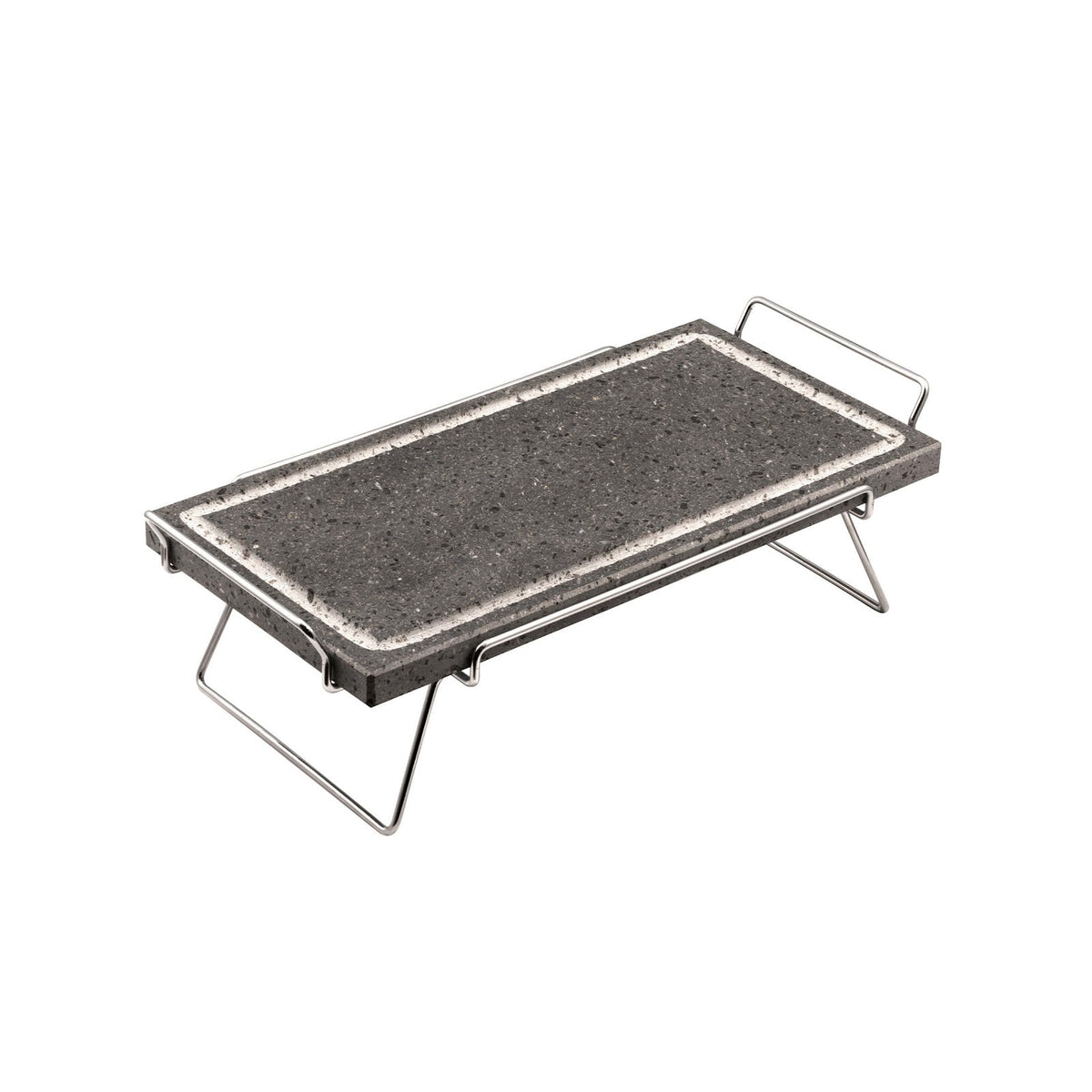 ILSA Pietra Lavica Rettangolare con Supporto Inox 37x19 cm