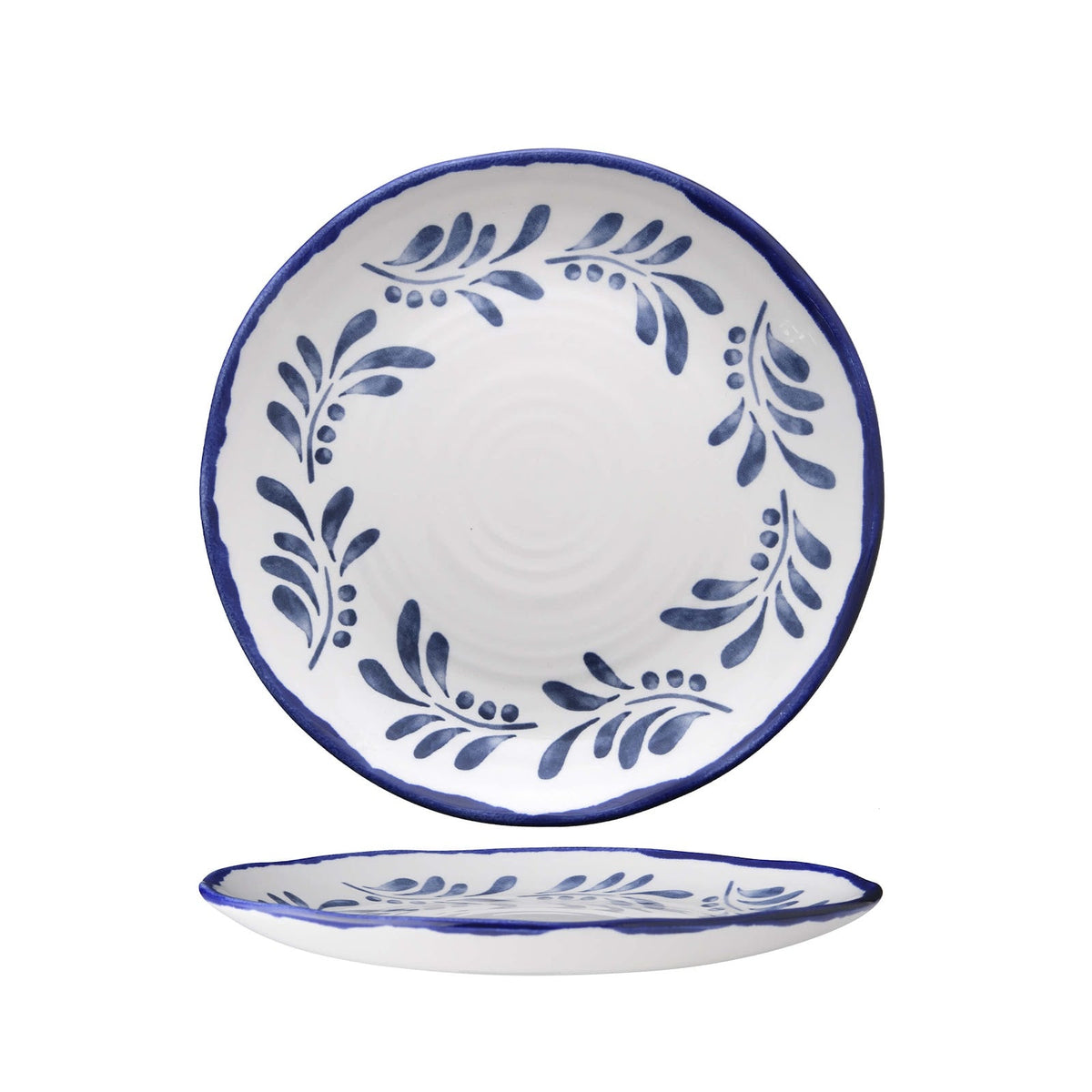 Dudson Harvest Mediterranean Piatto Frutta in Ceramica con Bordo Decorato a Mano 23 cm 12 Pezzi