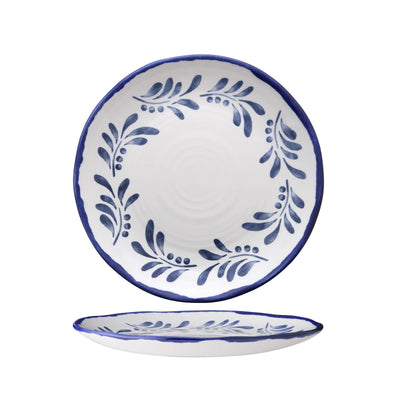 Dudson Harvest Mediterranean Piatto Frutta in Ceramica con Bordo Decorato a Mano 23 cm 12 Pezzi