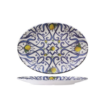 Tilda Vassoio Ovale in Melamina Decoro Genova 39x29 cm H 4,4 cm