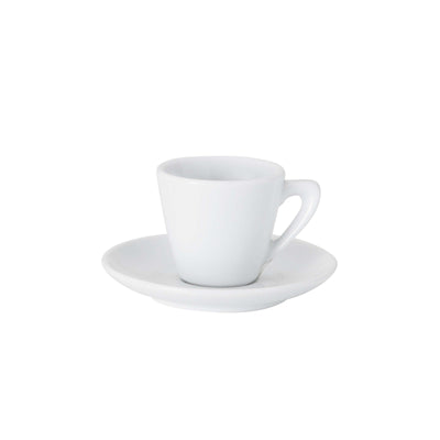 Sumatra Tazza Caffè con Piattino in Porcellana Bianca 7 cl 6 Pezzi