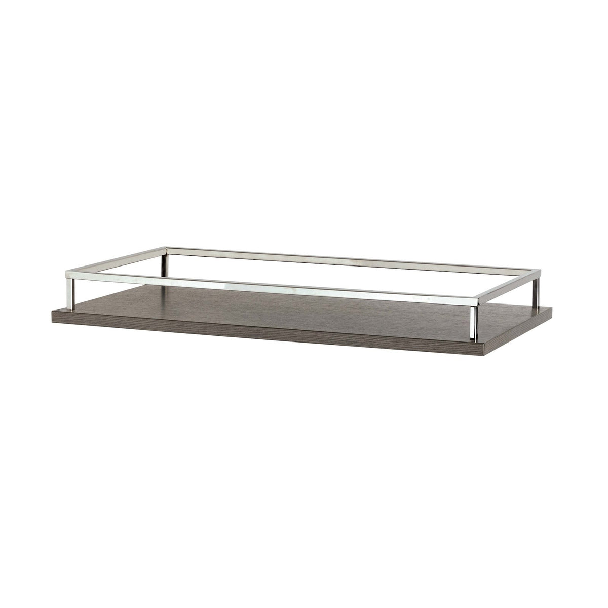 Top Bar con Ringhiera in Legno Rovere Scuro per Carrello Gueridon 90 x 50 cm H 10,5 cm