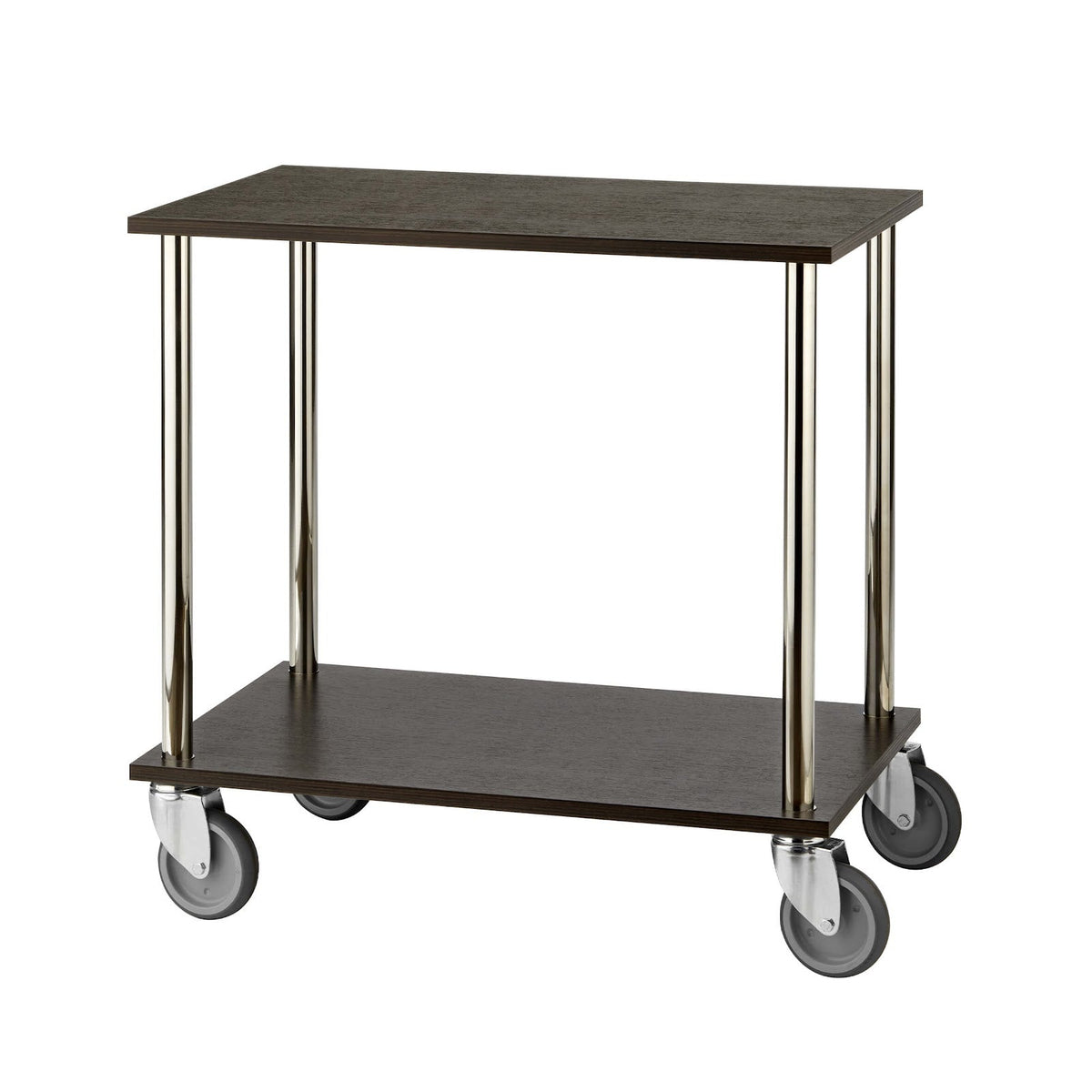 Carrello di Servizio Basic 2 Piani Rovere Scuro con Ruote Frenanti 80x50 cm