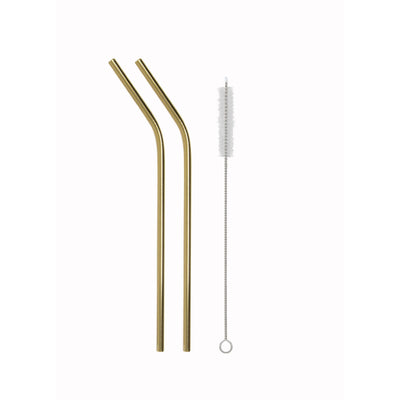Cannucce Curve in Acciaio Inox Placcato Oro 21,5 cm con Scovolino 12 Pezzi