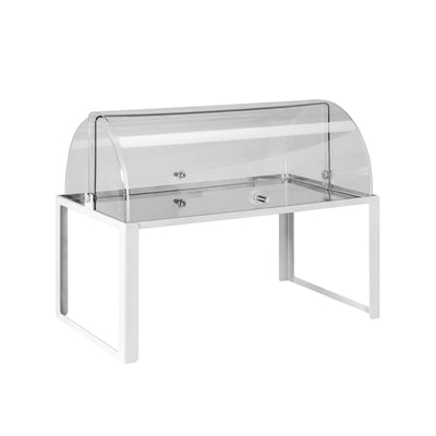 Domino Vetrinetta Rialzata Rettangolare Bianca con Cupola 48x32 cm H37