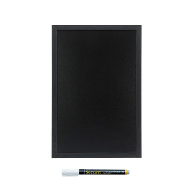 Lavagna da Muro con Cornice in Legno Nera 60x40 cm con Pennarello a Gesso Liquido