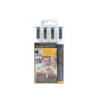 Pennarelli a Gesso Liquido Bianchi Punta Media 2-6 mm Confezione 4 Pezzi