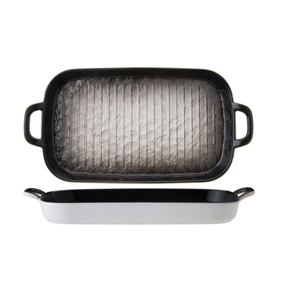 Shade Nero Tegame Rettangolare 2 Manici New Bone China 25,6x16 cm 3 Pezzi
