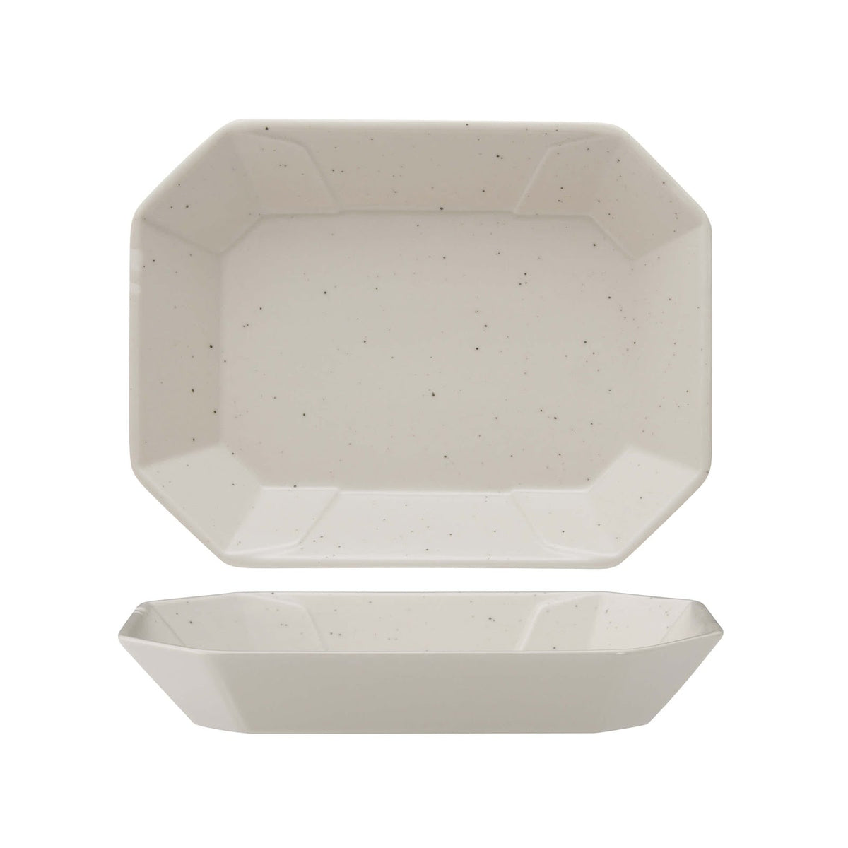 Streat Vassoio Rettangolare in Stoneware Beige 22x17 cm Confezione 2 Pezzi