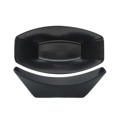 Streat Vassoio Barchetta Stoneware Nero 24x13 cm Confezione 2 Pezzi