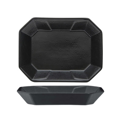 Streat Vassoio Rettangolare Stoneware Nero 22x17 cm Confezione 2 Pezzi