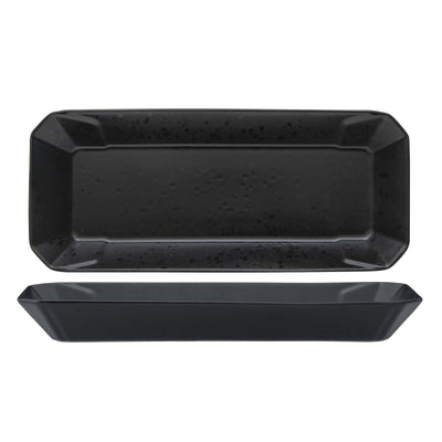 Streat Vassoio Rettangolare Stoneware Nero 30x13 cm Confezione 2 Pezzi