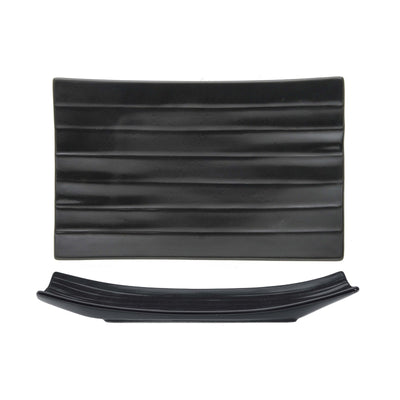 Streat Vassoio Rettangolare Stoneware Nero 23,5x15 cm Confezione 2 Pezzi