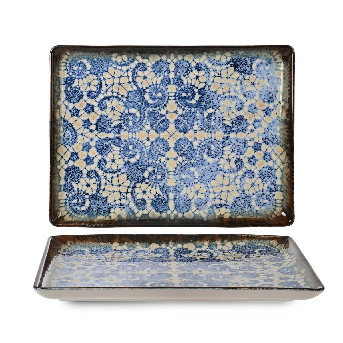 Bluet Vassoio Rettangolare in Porcellana Fine China 30x22 cm 6 Pezzi