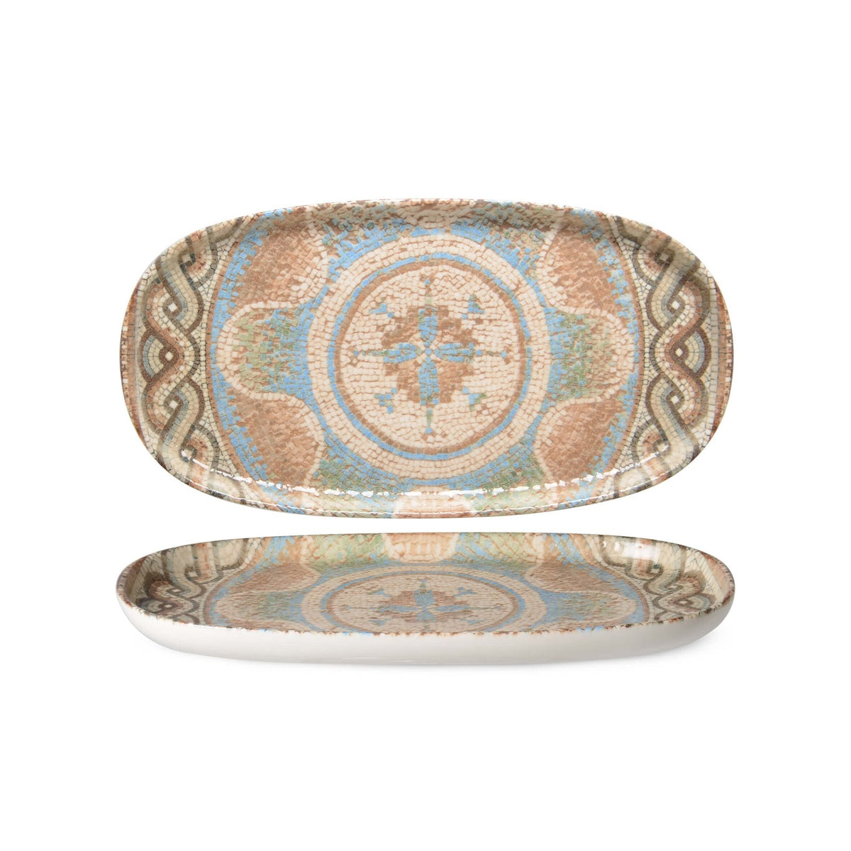 Celest Vassoio Ovale in Porcellana Decorata 30x15 cm H 1,6 cm 6 Pezzi