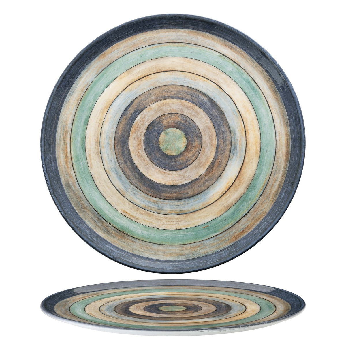 Piatto Pizza Riga Madera in Porcellana Digital Print Ø 33 cm 6 Pezzi