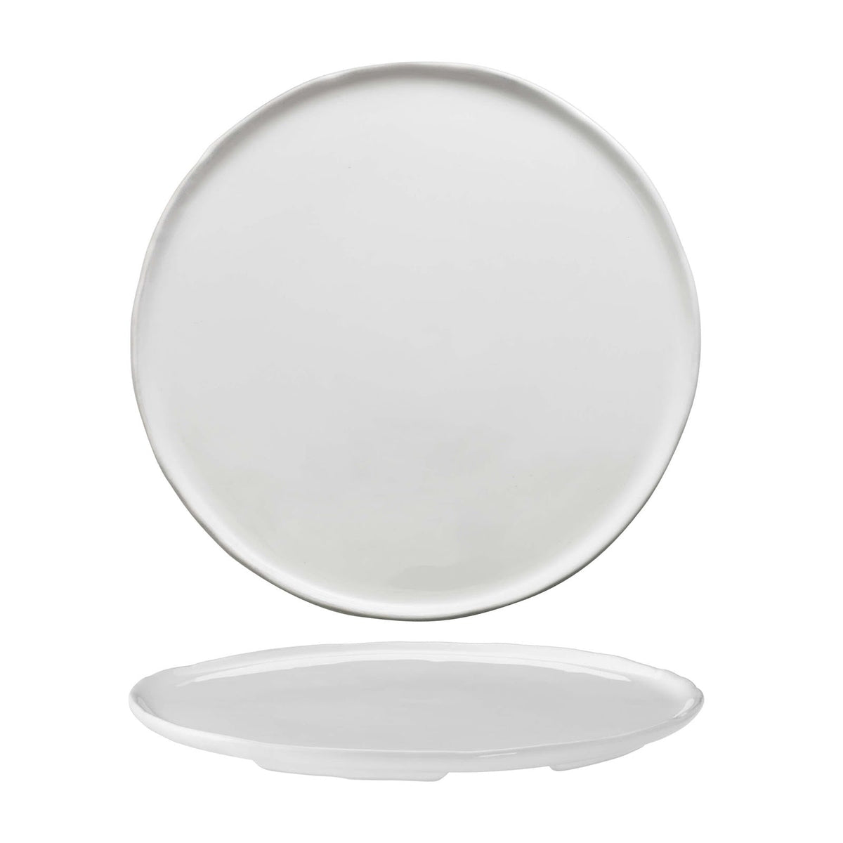 Graffito Bianco Anticato Piatto Piano in Ceramica Reactive 27 cm 4 Pezzi