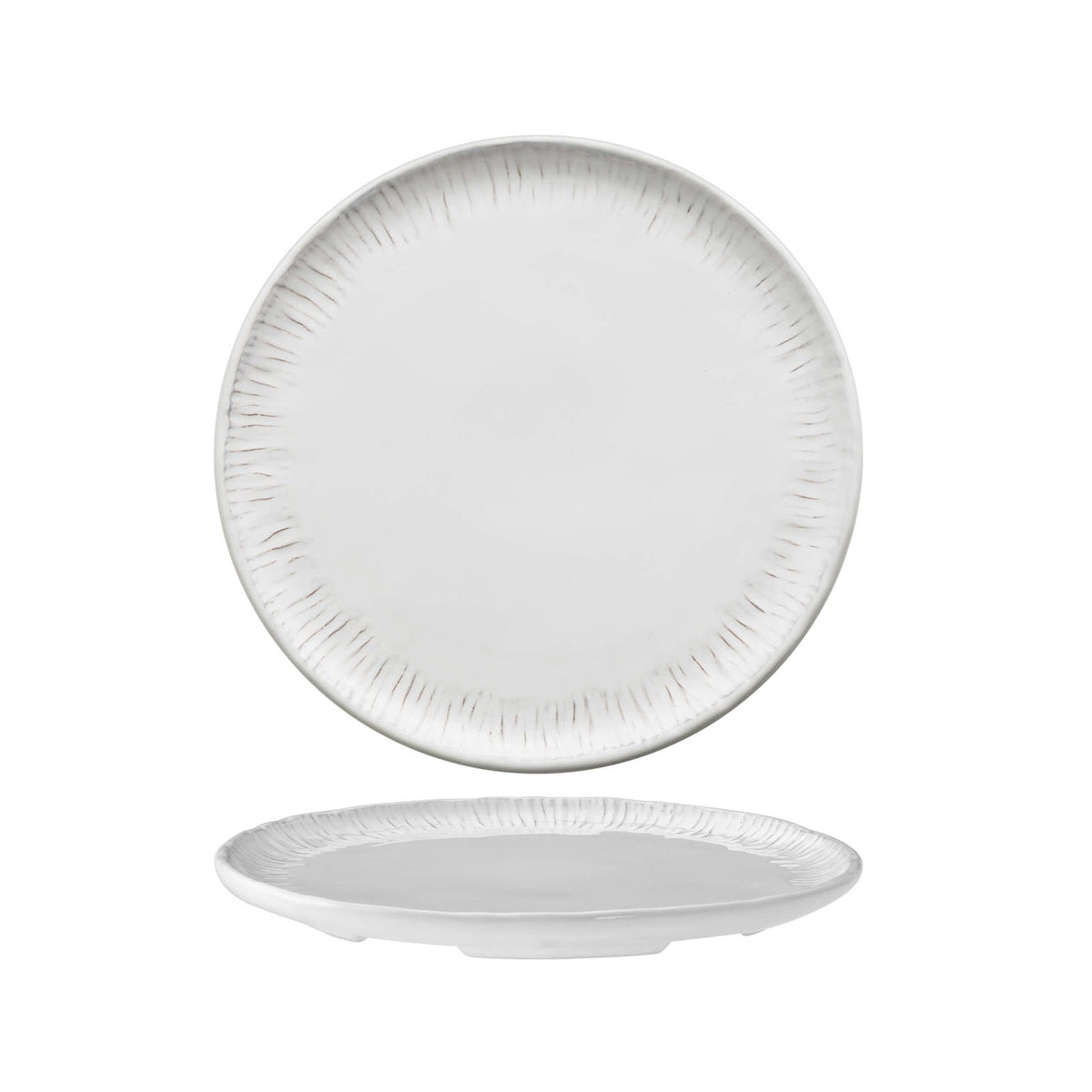 Graffito Bianco Anticato Piatto Frutta in Ceramica Reactive 22 cm 4 Pezzi